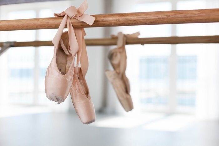 Hanging ballet shoes