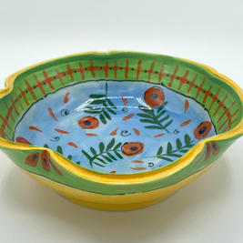 Fluted Bowl with Flowers, side view.