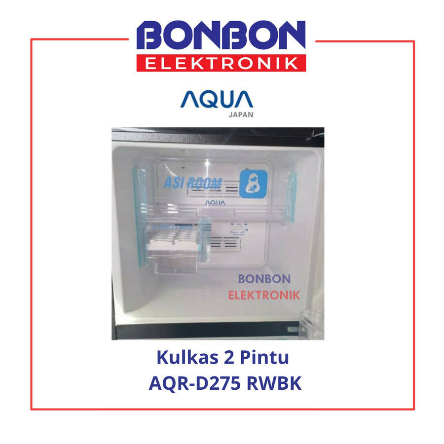 Thumbnail: AQUA Kulkas 2 Pintu AQR-D275 RWBK / AQRD 275 Inverter + Box Asi
