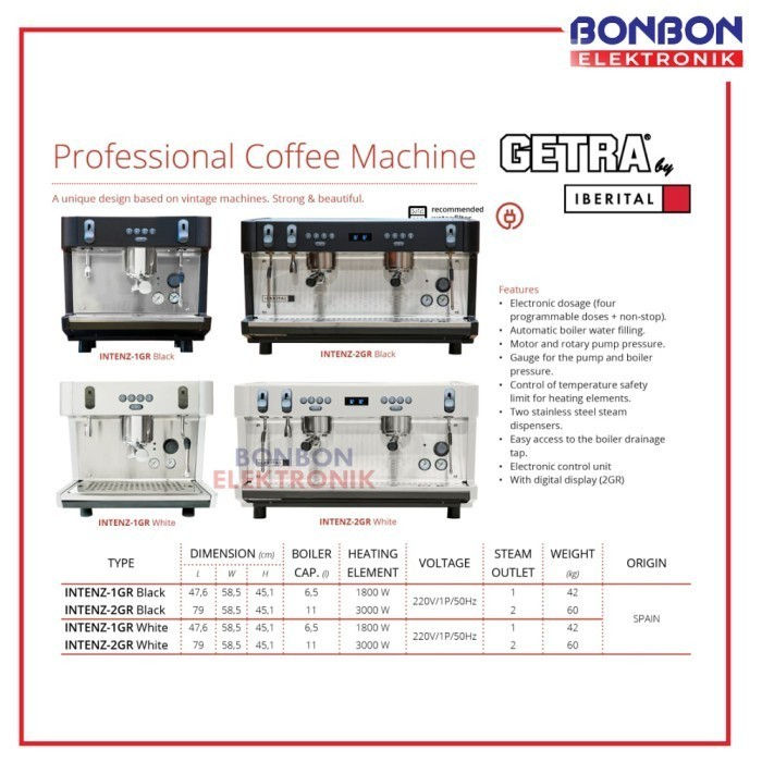 Thumbnail: GETRA Professional Coffee Machine INTENZ-1GR Black Mesin Kopi IBERITAL