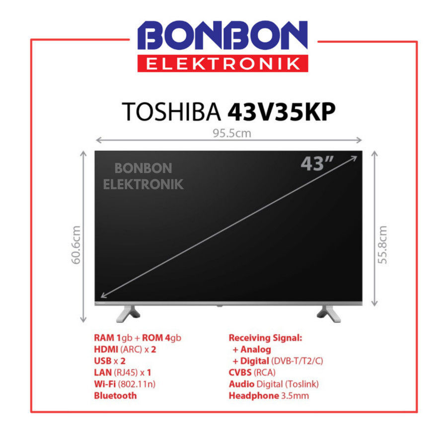 Thumbnail: Toshiba LED TV 43 Inch 43V35KP SMART ANDROID 43V35P FHD