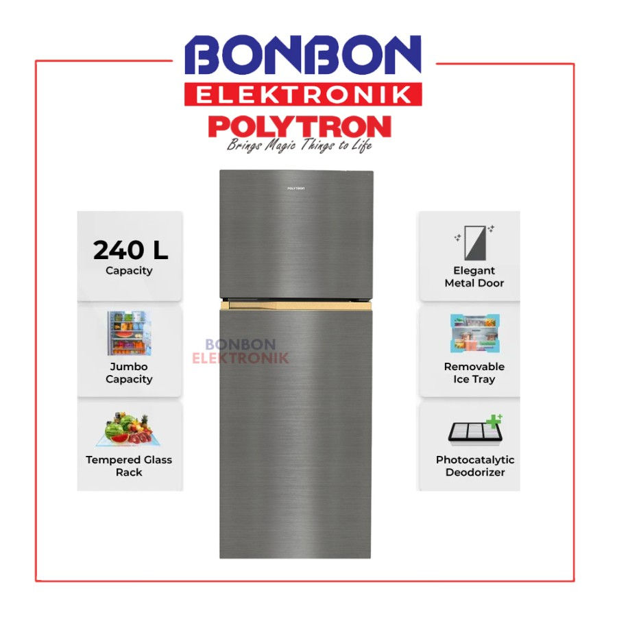 POLYTRON Kulkas 2 Pintu 240 liter PRW 252T / PRW-252T 240L
