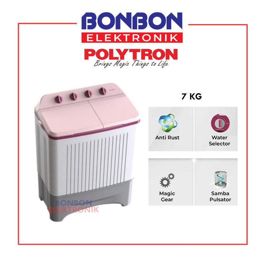 Polytron Mesin Cuci 2 Tabung 7KG PWM 7366HP / PWM7366 HP / 7366 HP