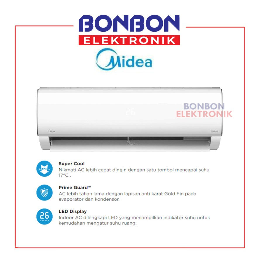 Midea AC Split 2PK MSAF-18CRN2X (MSAF-18CRN2) R32 Standard 2 PK