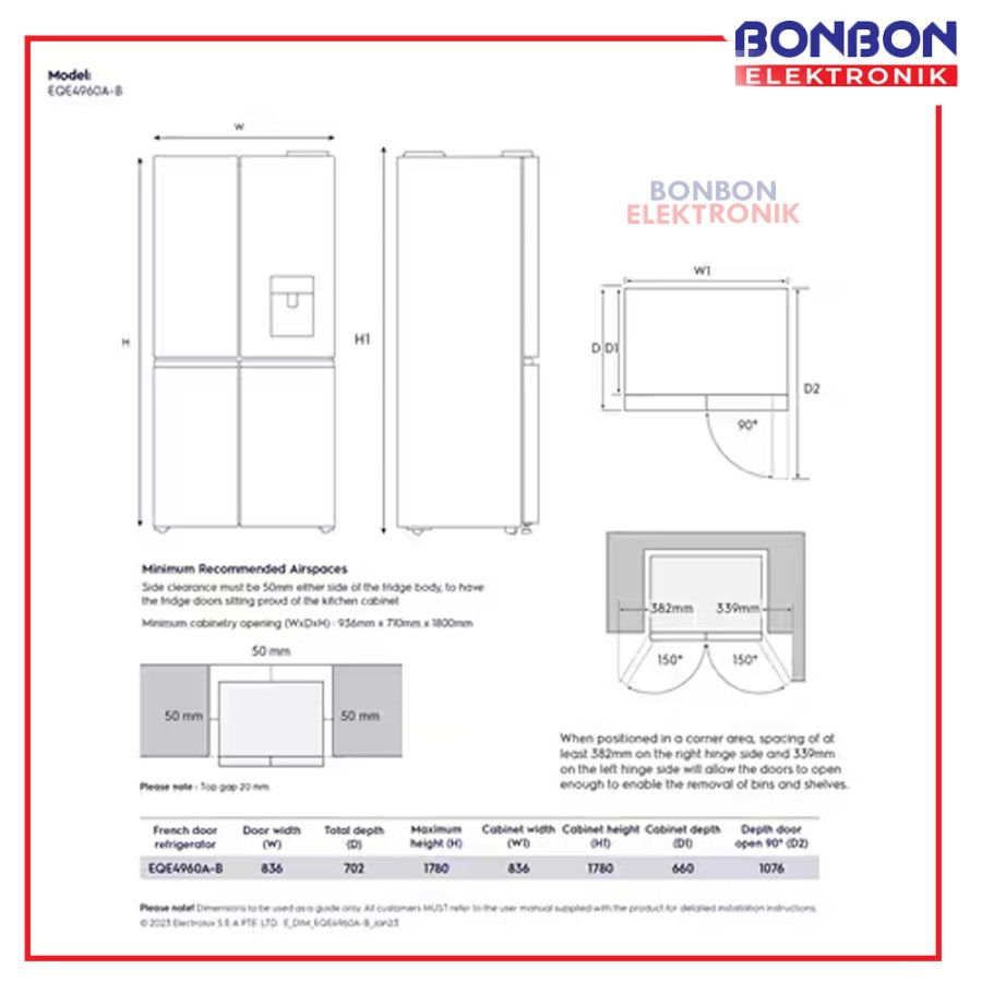 Thumbnail: Electrolux Kulkas Side by Side 492L EQE4960A-B / EQE4960A B