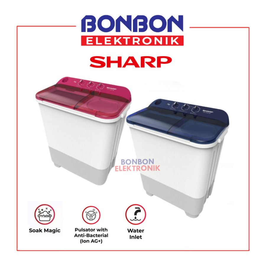Sharp Mesin Cuci 2 Tabung 7KG ES-T75NT-BL/PK