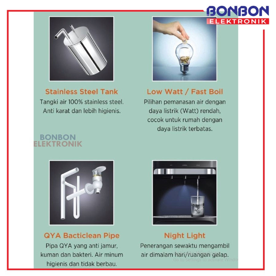 Thumbnail: Sanken Dispenser Duo Galon HWD-H230SS / HWDH 230 Oasis Stainless Steel