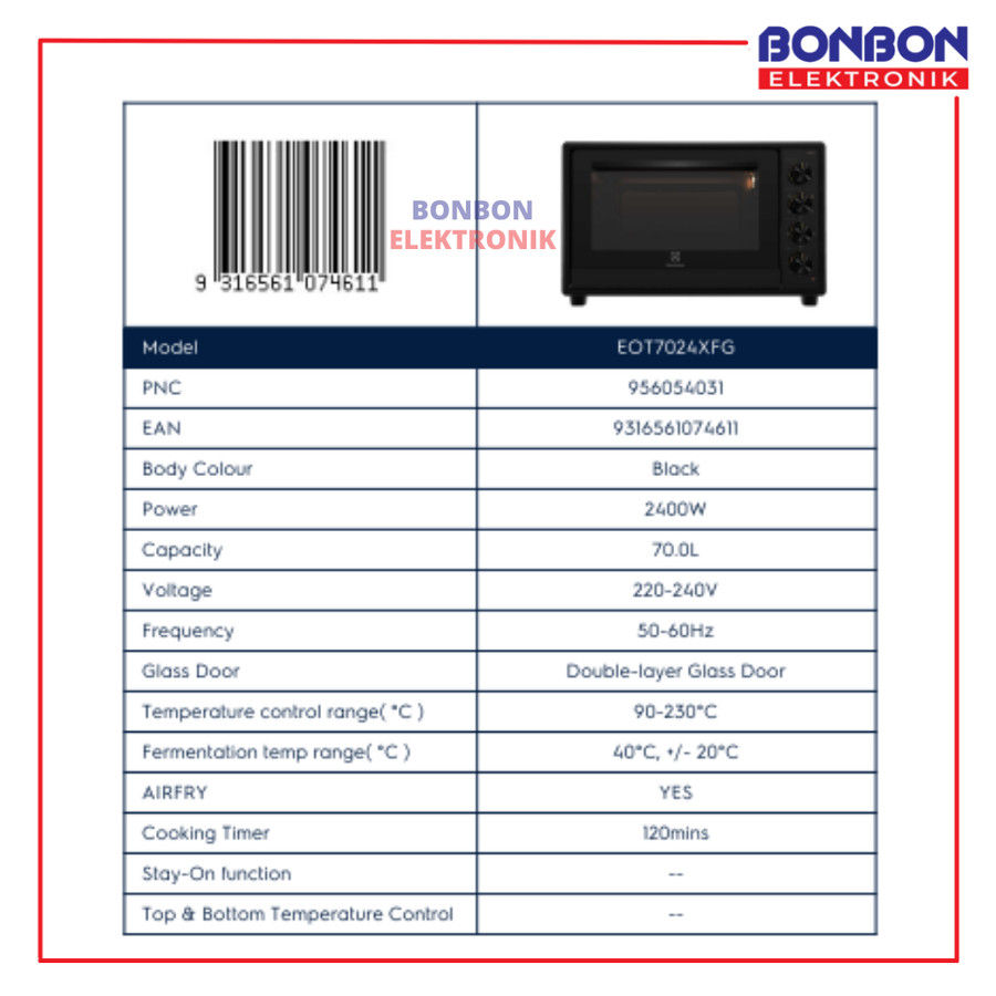 Thumbnail: Electrolux Ultimate Taste Oven 4-in-1 EOT7024XFG 70L
