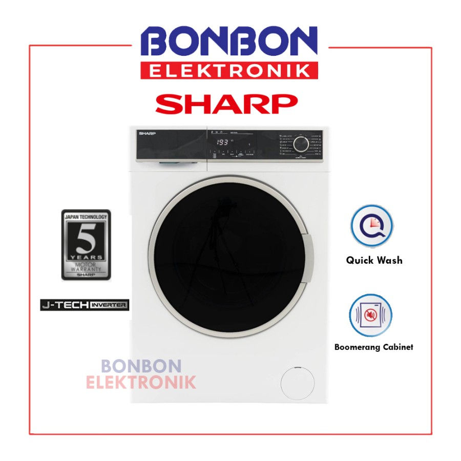 Sharp Mesin Cuci Front Loading 9KG ES-FL1490BX / ESFL1490BX Inverter