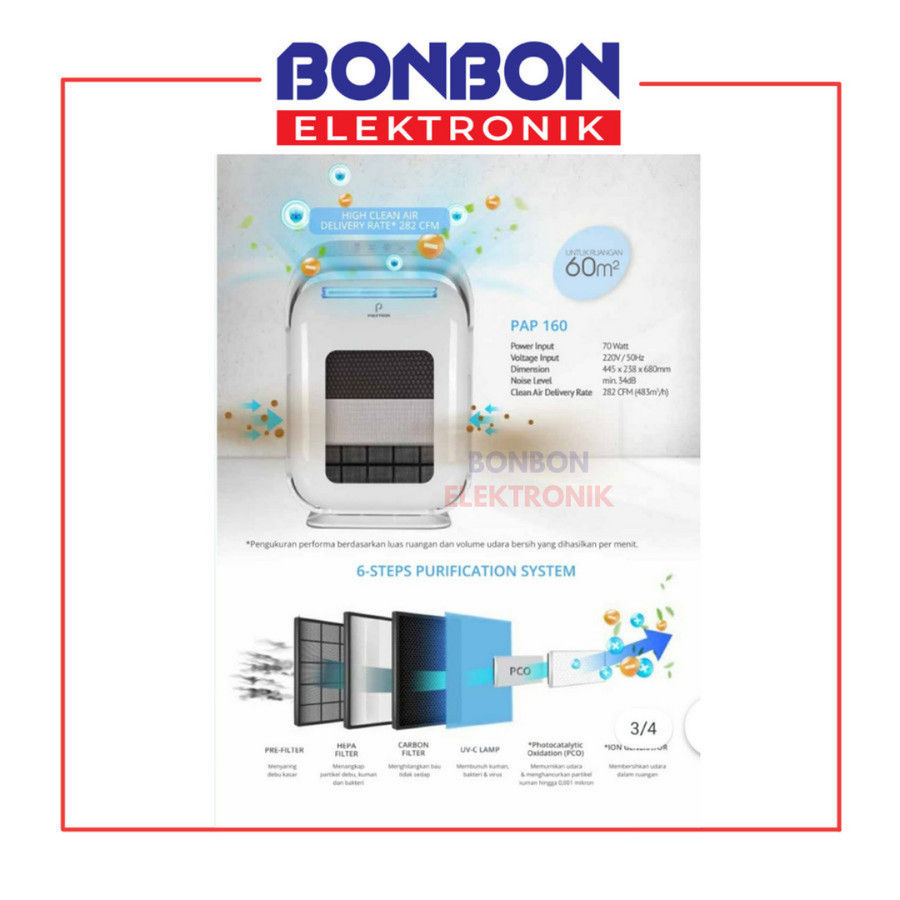 Thumbnail: Polytron Air Purifier PAP-160 with HEPA UV Sterilizer Up 60m2
