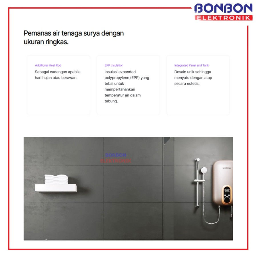 Thumbnail: Modena Water Heater SH 1513 CE / SH1513CE Pemanas Air Tenaga Surya