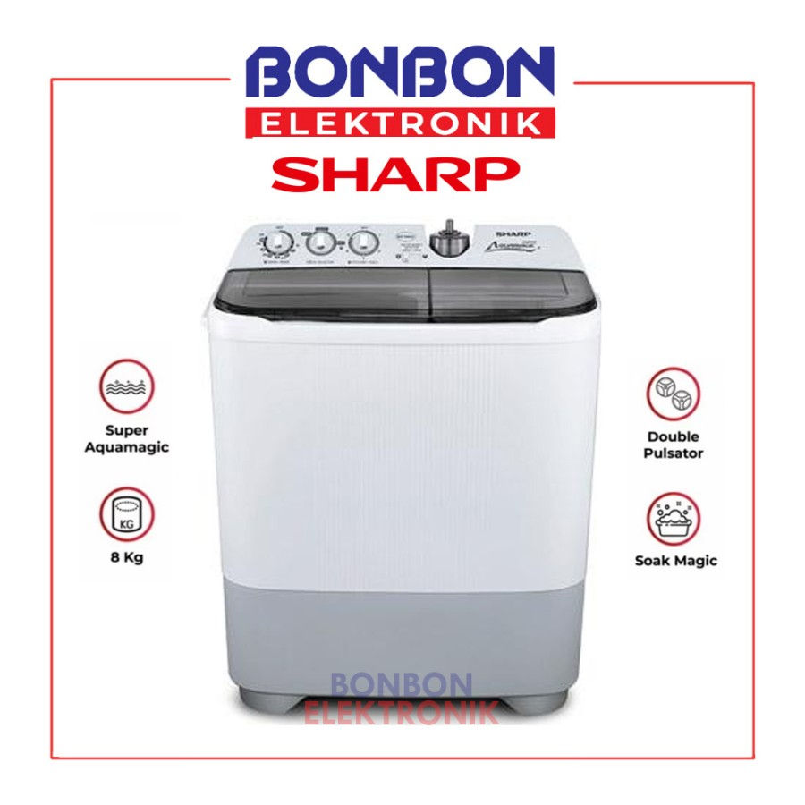 Sharp Mesin Cuci 2 Tabung 8KG ES-T86CL-HK / EST 86 CL HK / EST86