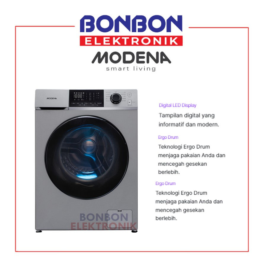 Modena Mesin Cuci Front Loading 11 kg WD 1157 / WD1157 Washer & Dryer