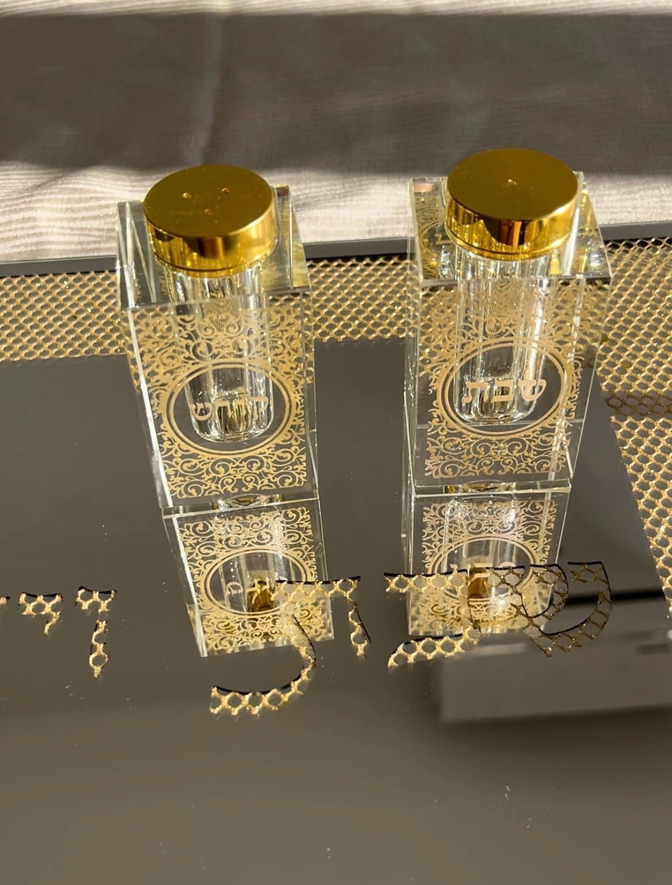 Miniature : Salière et Poivrière Verre Doré