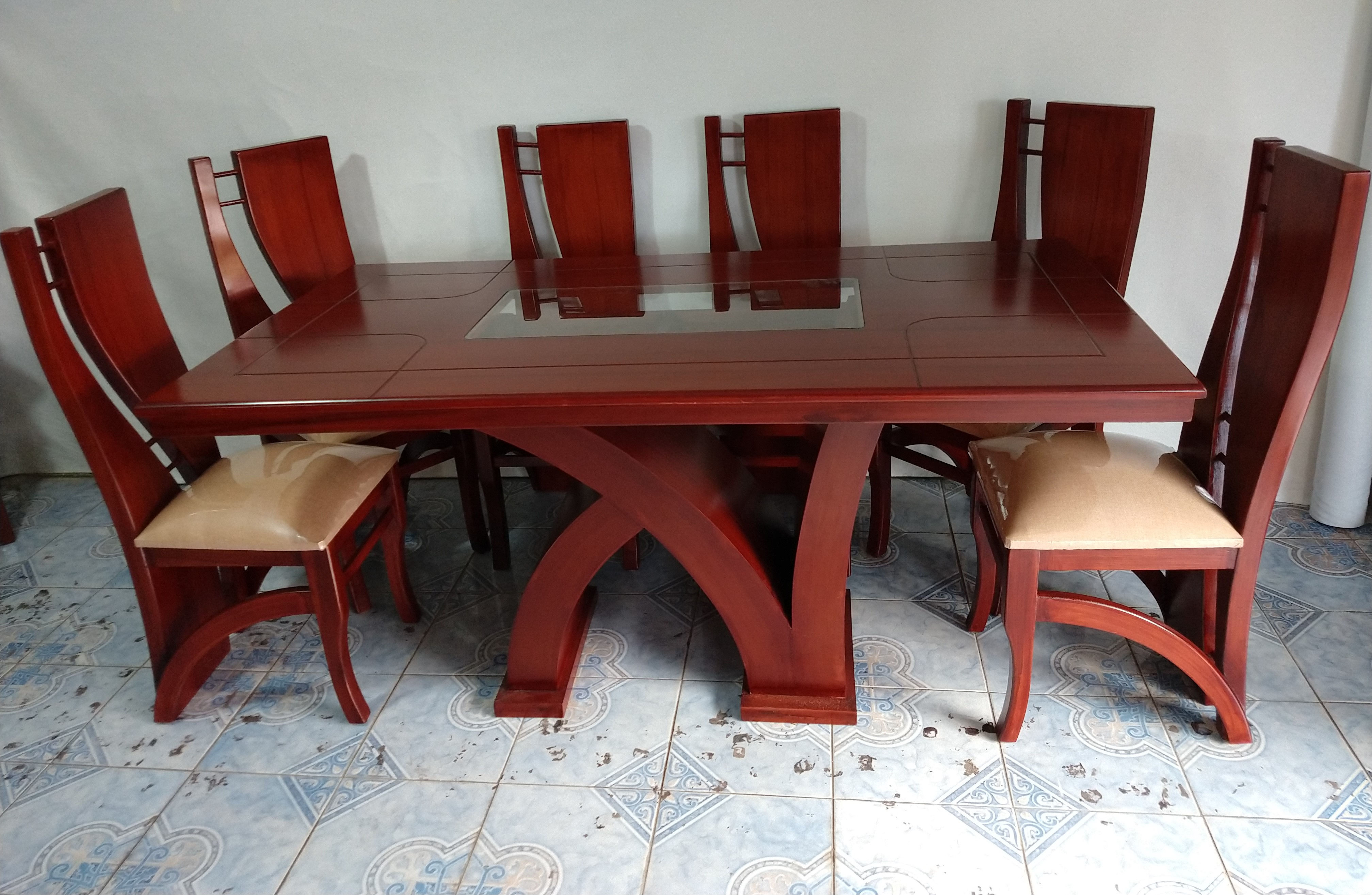 Juego De Comedor De 6 Puestos, Tablero De Madera + 6 Sillas + Envió Gratis