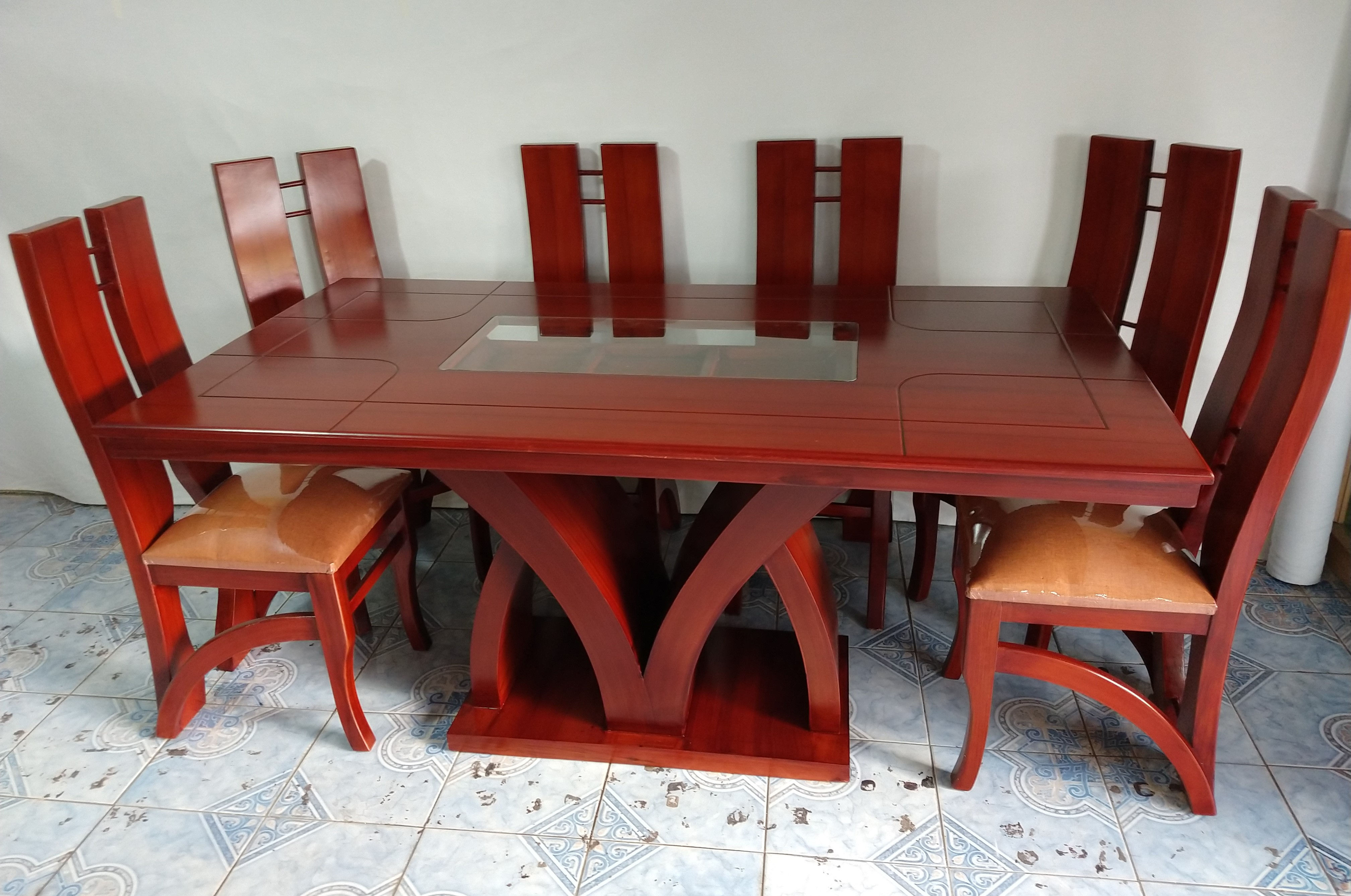 Juego De Comedor De 6 Puestos, Tablero De Madera + 6 Sillas + Envió Gratis