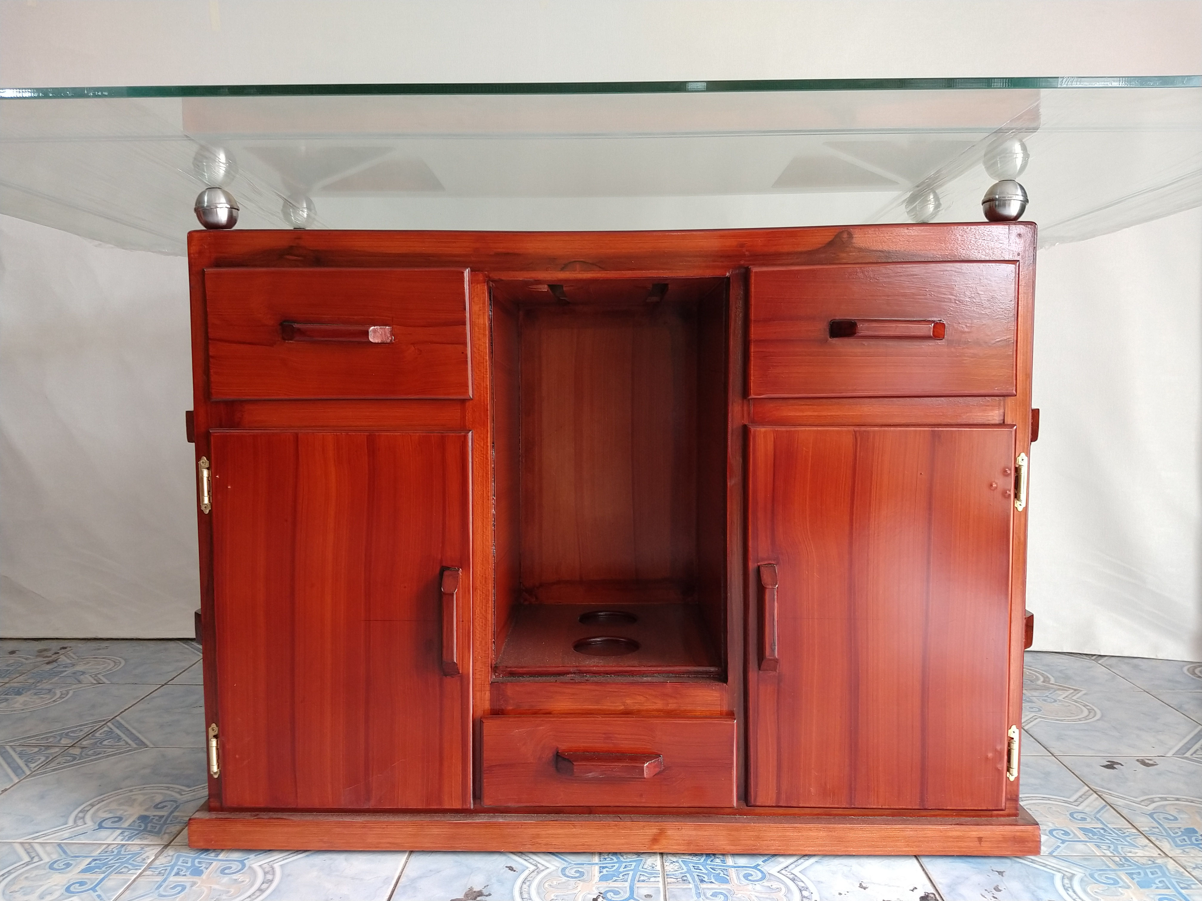 Mesa De Comedor Lineal 6 Puestos. Base + Tablero De Vidrio