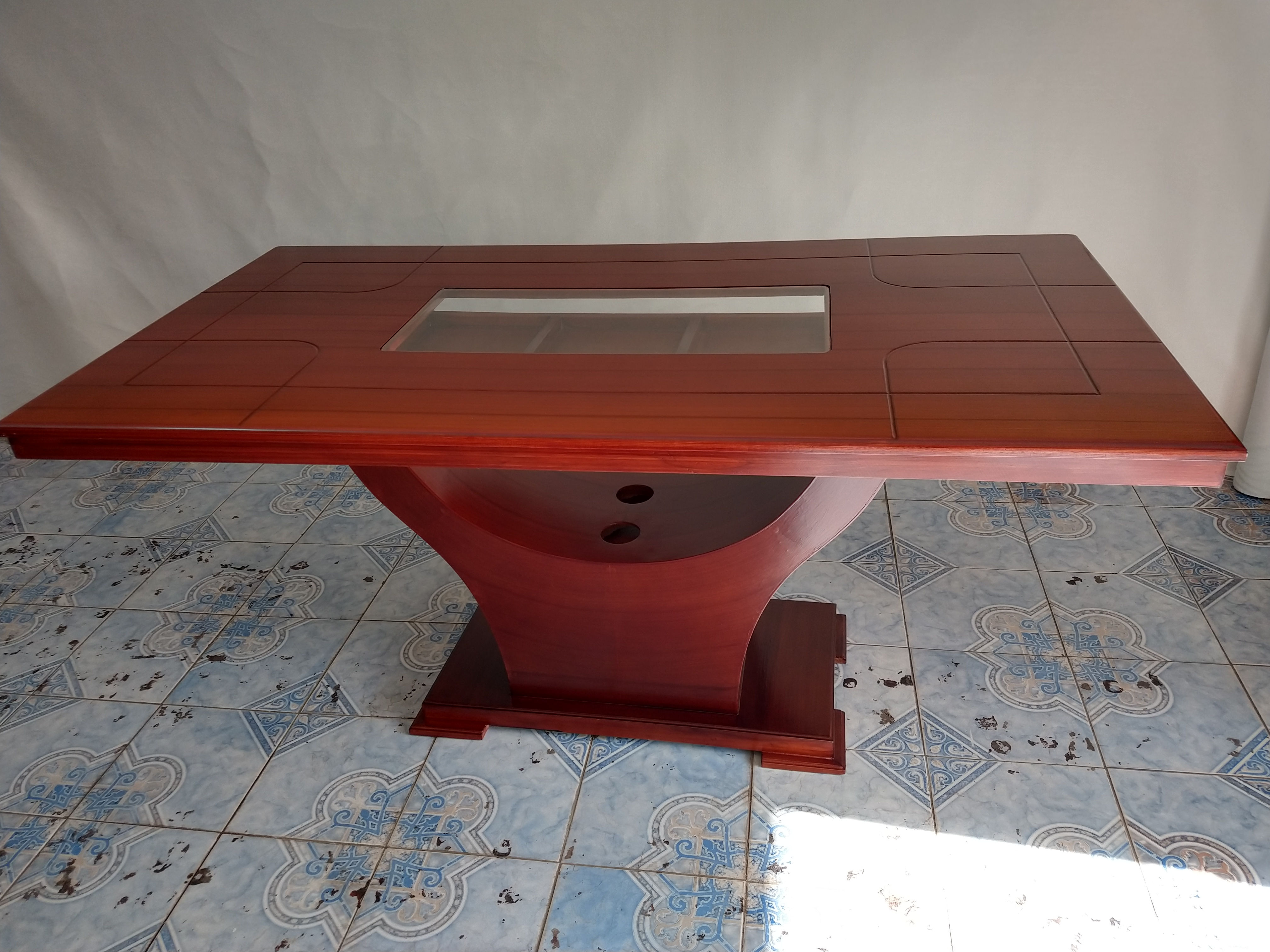 Mesa De Comedor Lineal 6 Puestos. Base + Tablero De Madera