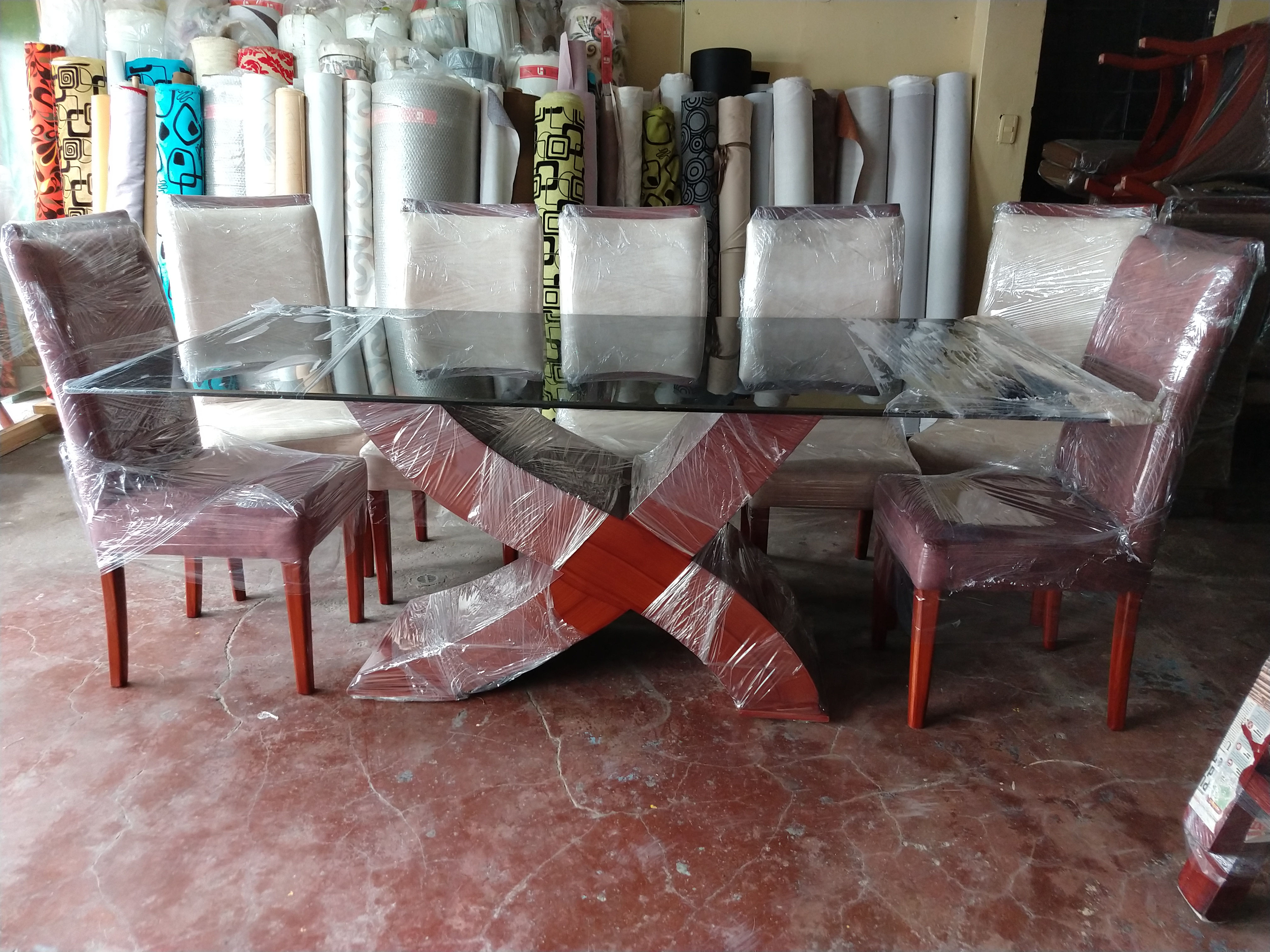 Juego De Comedor De 8 Puestos, Tablero De Vidrio + 8 Sillas + Envió Gra