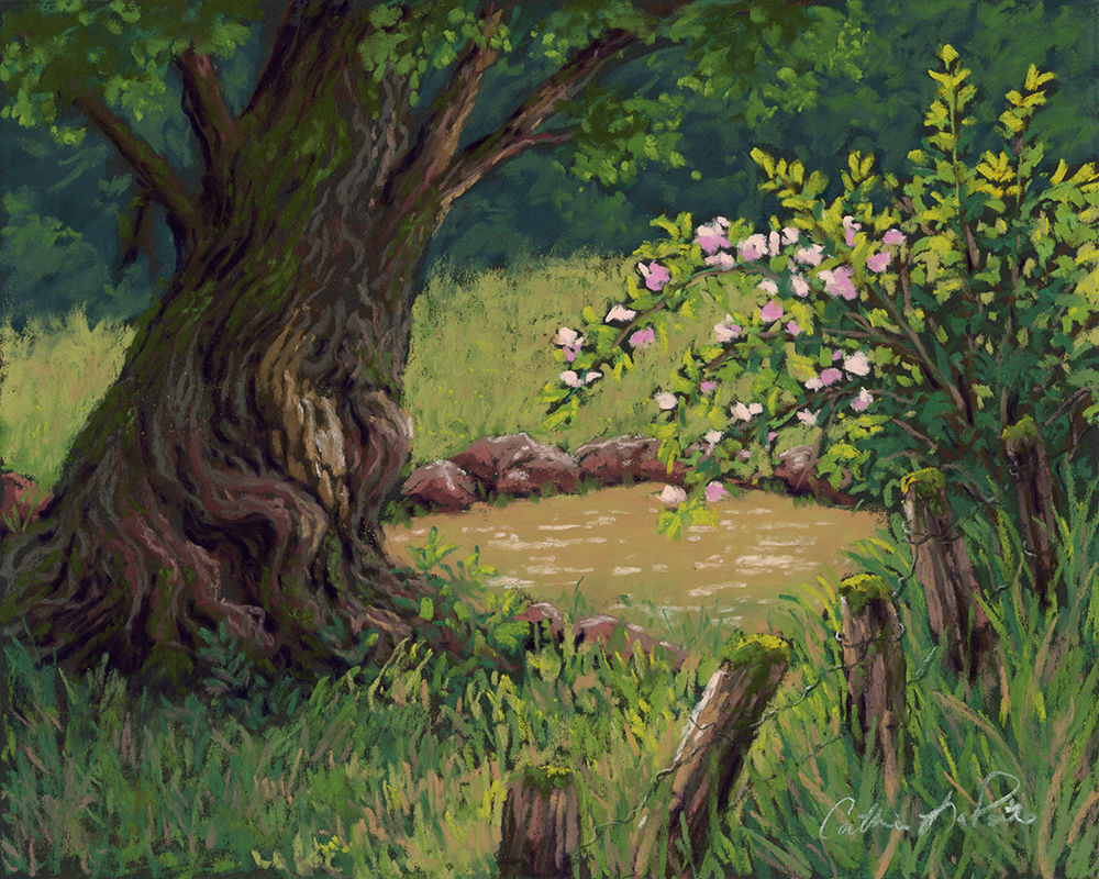 "The Fairy Pond" Magical Twisted Tree Pastel Painting