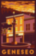 Geneseo NY retro art print