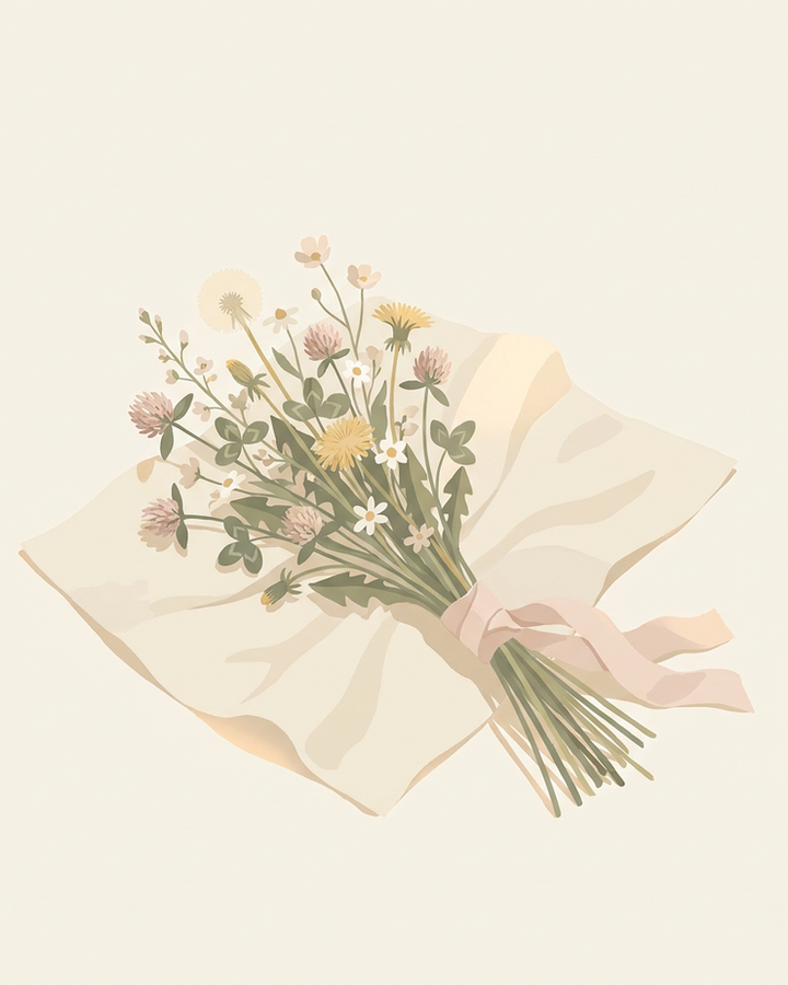 Wildflower Grazing Mix — A romantic tumble of clover, dandelion, and edible meadow blooms. Our most-gifted arrangement, and a favorite of the dramatic eater.