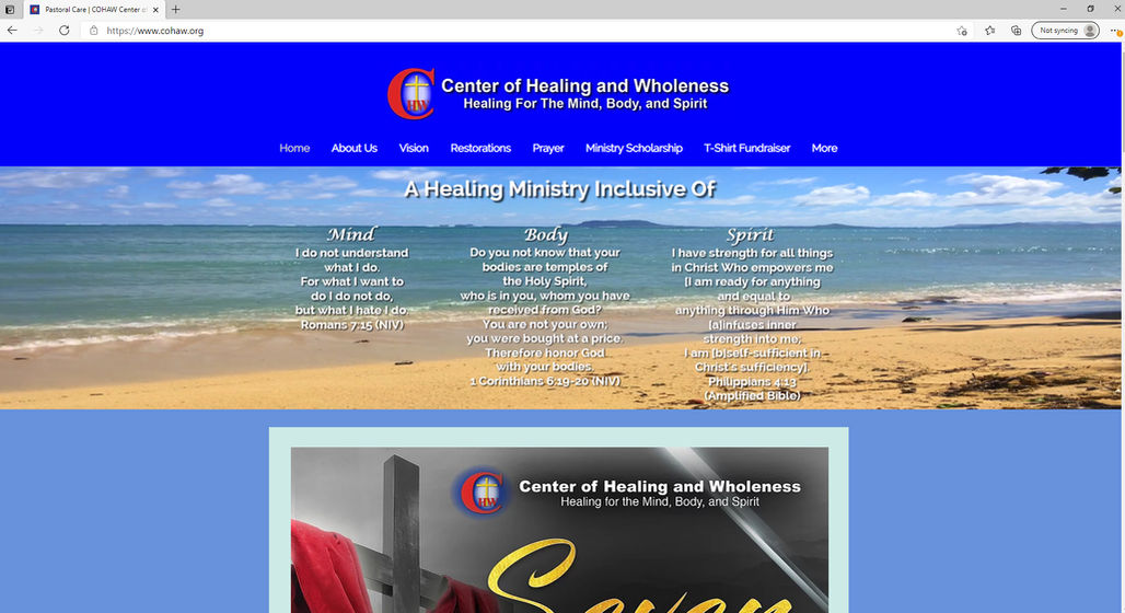 COHAW Center of Healing and Wholeness website