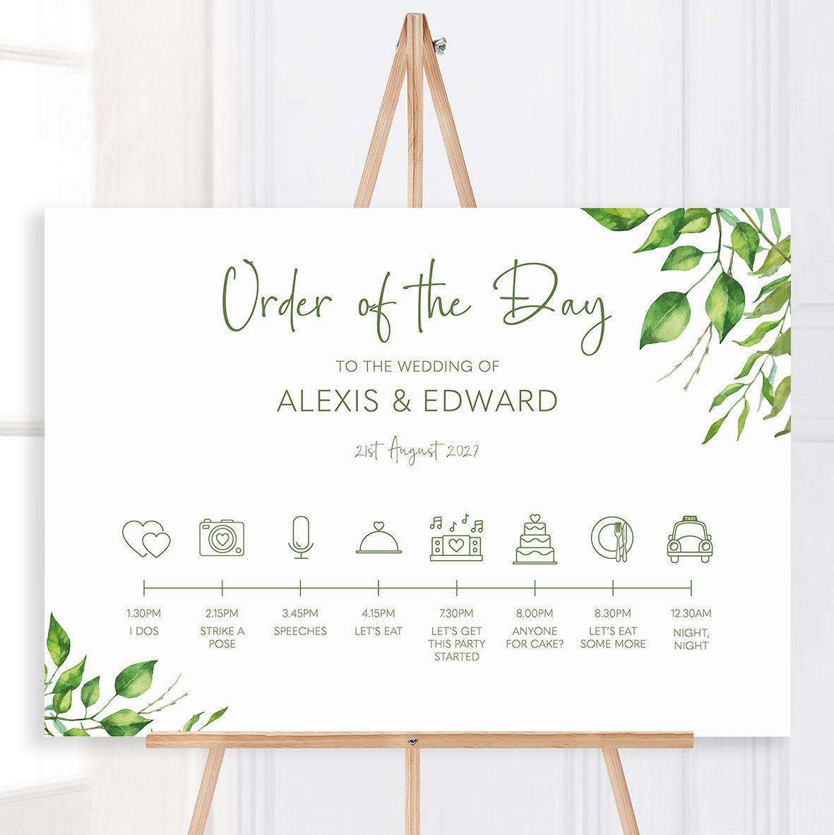Oakley Wedding Timeline Sign