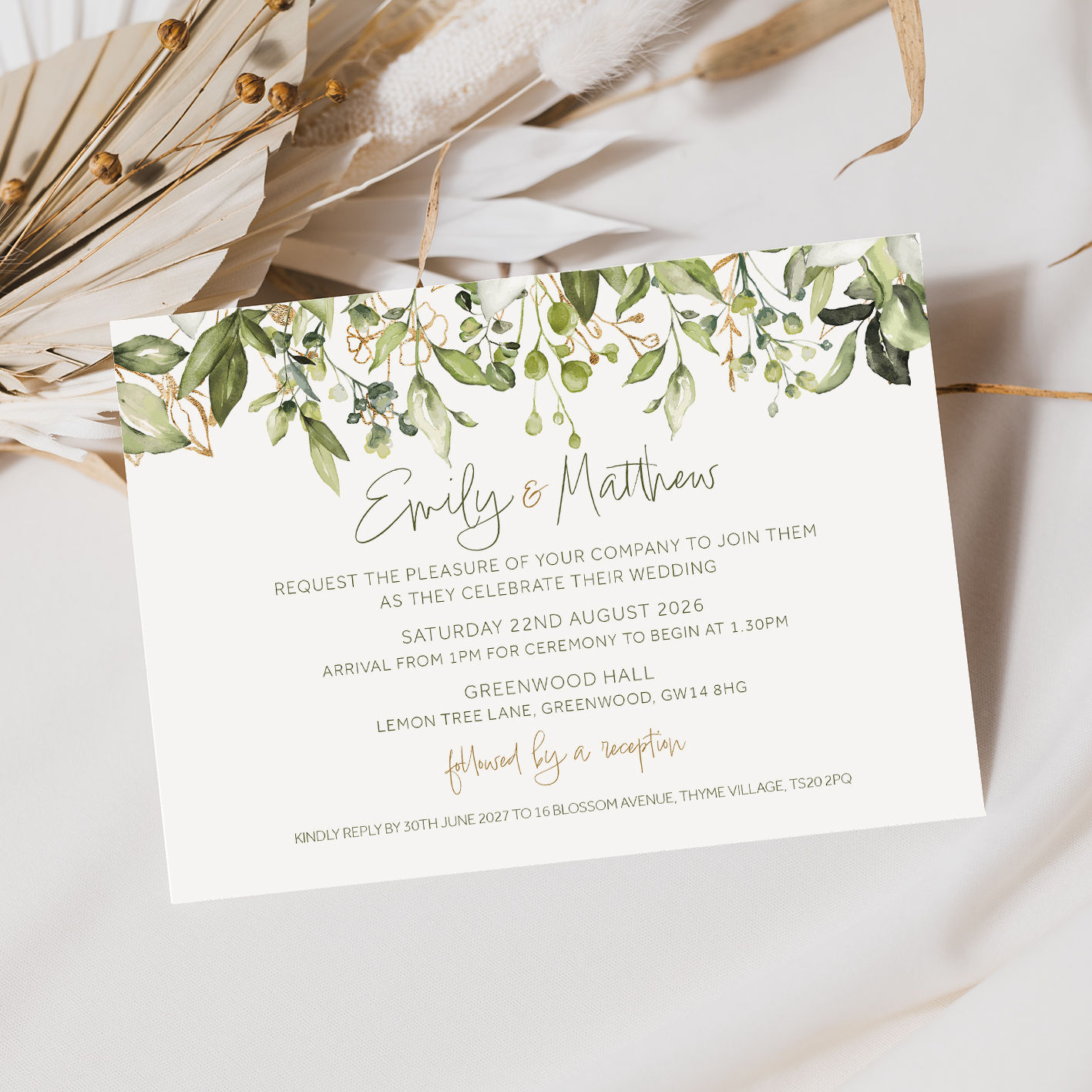Elsie Flat Wedding Invitation