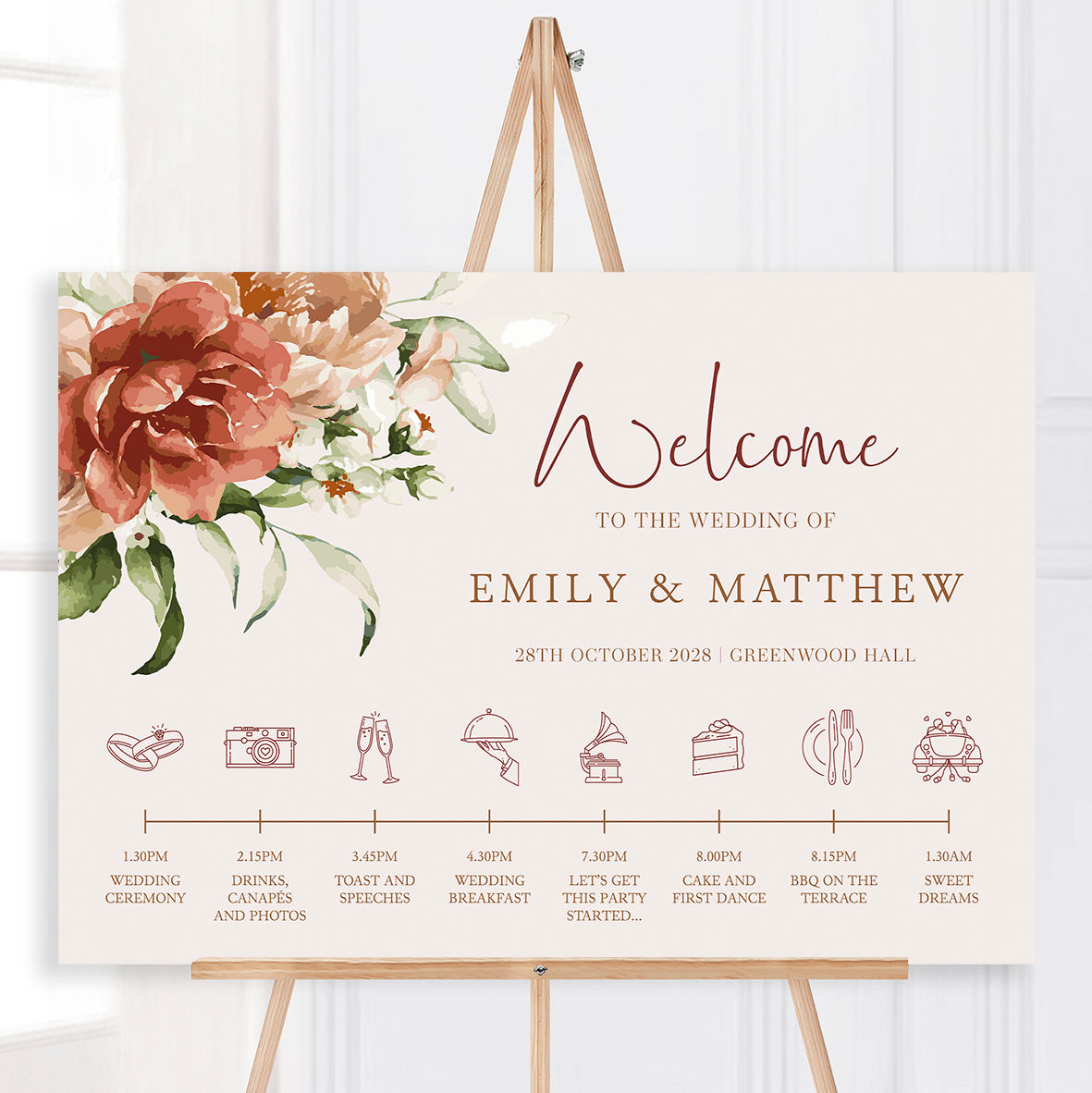 Hazel Wedding Timeline Sign