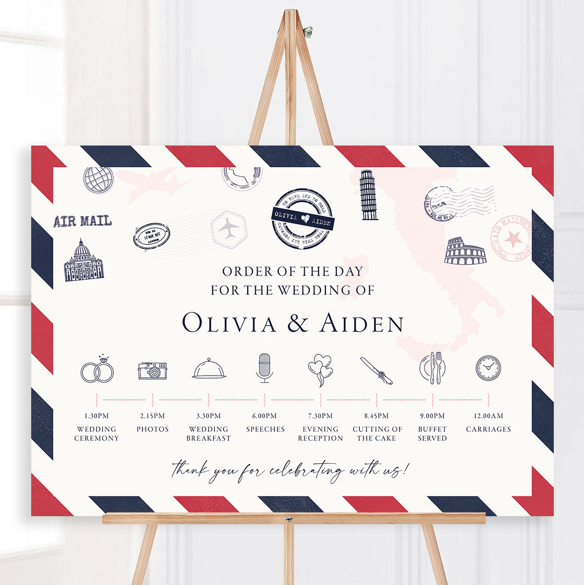 Sky Wedding Timeline Sign