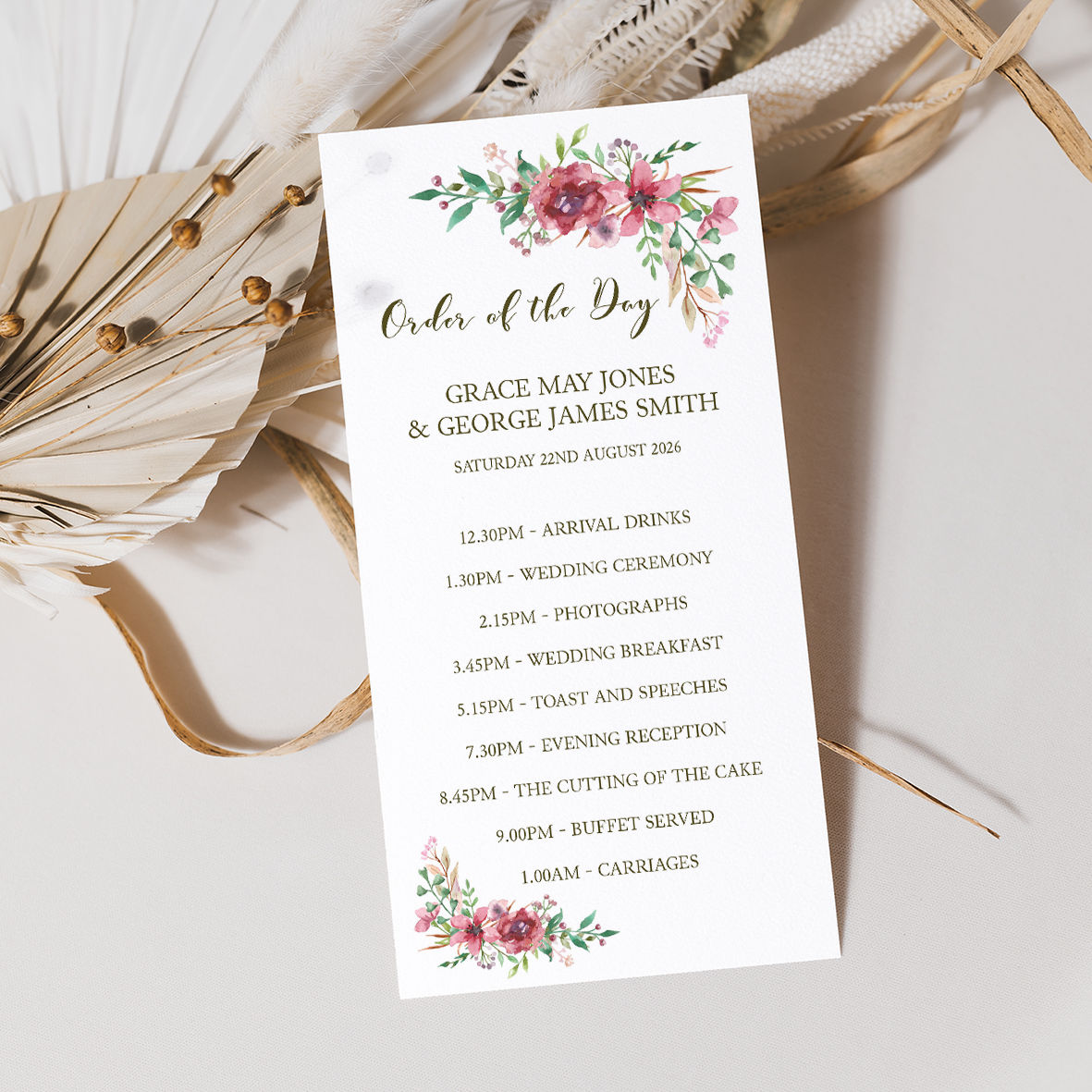 Belle Order of Day Card