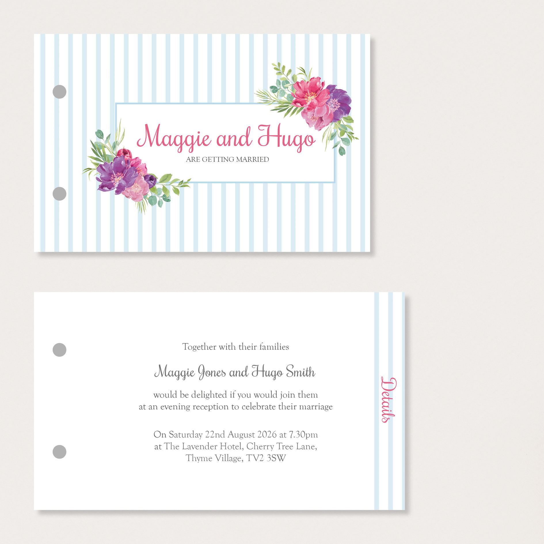 Aubree Cheque Book Style Evening Invitation