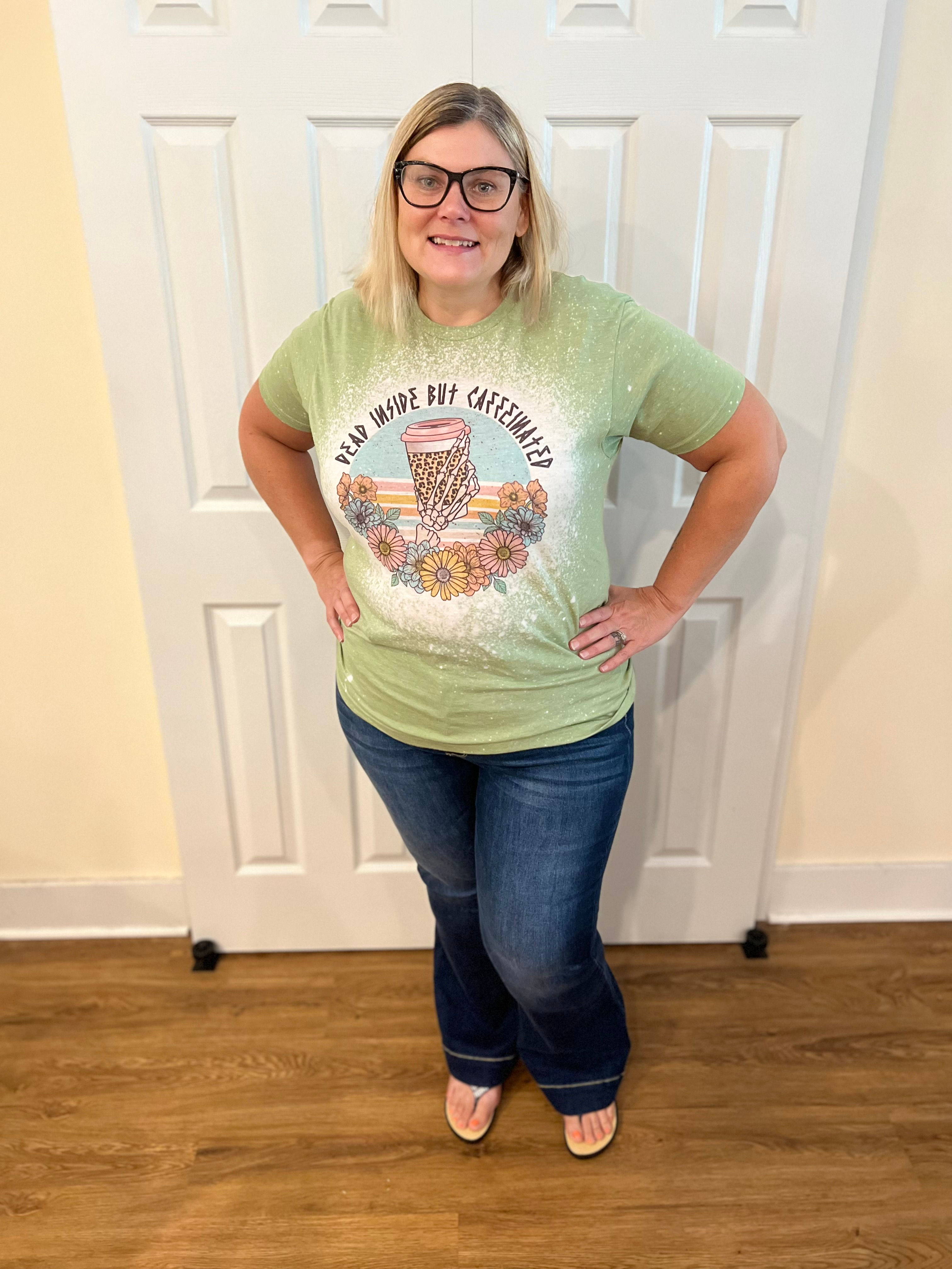 Dead Inside But Caffeinated Bleached Tee