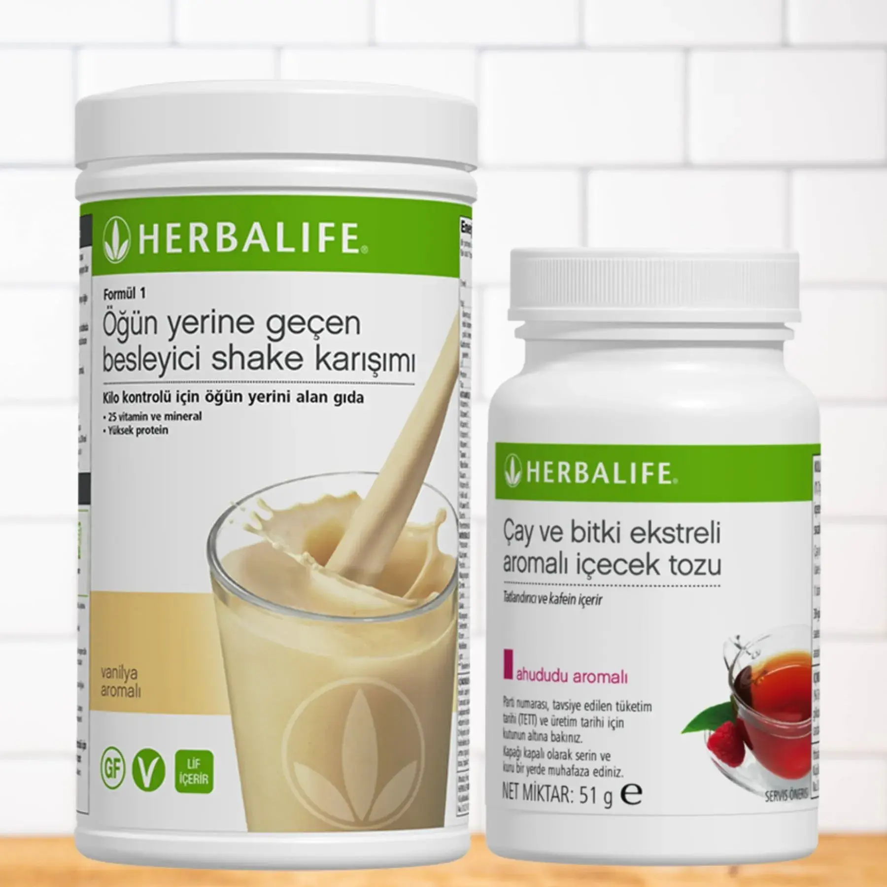 Herbalife Vanilyalı Shake ve Herbalife Ahududulu Çay 51gr