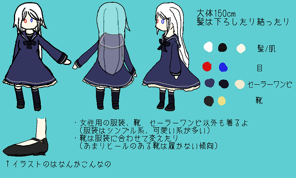 女性版立ち絵の服装