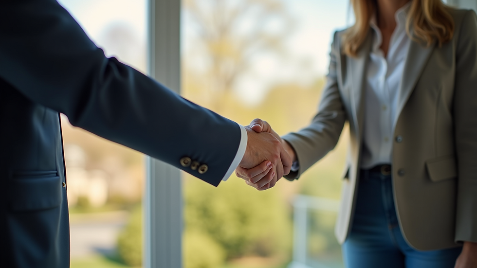 Close-up view of a real estate agent showing a Hinsdale home to a client