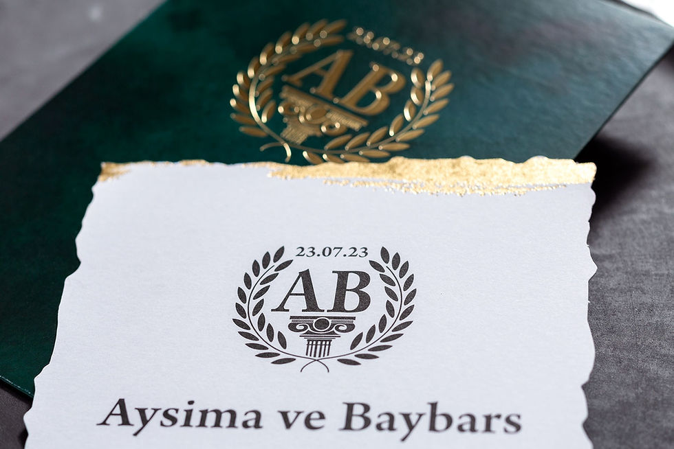 Miniature : faire part mariage carte blanche bord déchiré avec enveloppe vert émeraude et doré