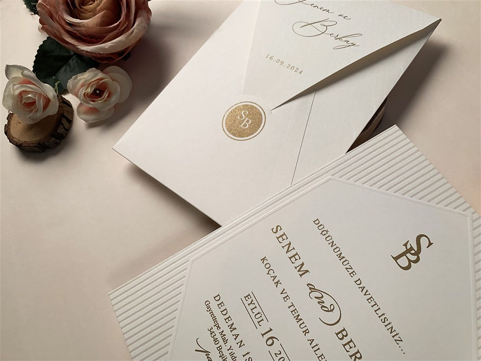 Miniature : invitation mariage classique papier blanc avec enveloppe élégante et design géométrique