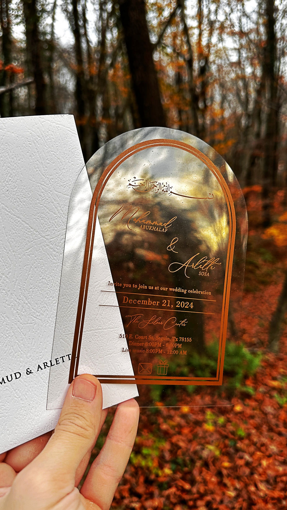 Thumbnail: Wedding Invitation, Acrylic Invitations, Gold Acrylic Quinceanera Invitation, V3