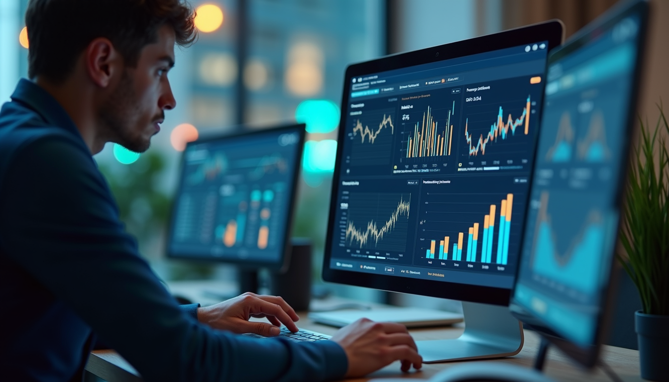 Eye-level view of a digital analytics dashboard on a computer screen