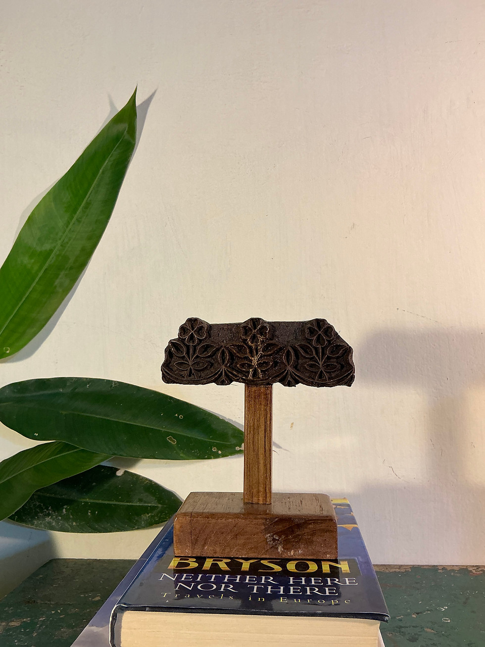 Thumbnail: Vintage Three Flowers Wooden Textile Printing Block