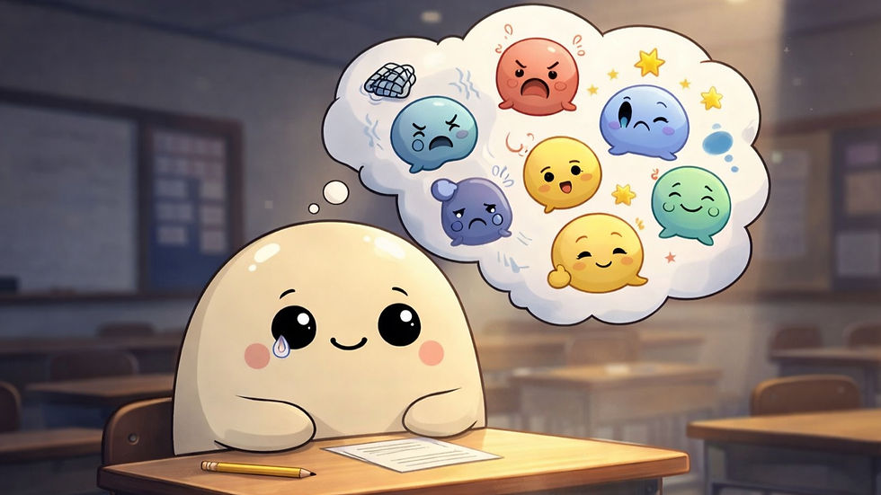 Milmo sitting at his desk trying to appear calm but emotions are swirling in his head.