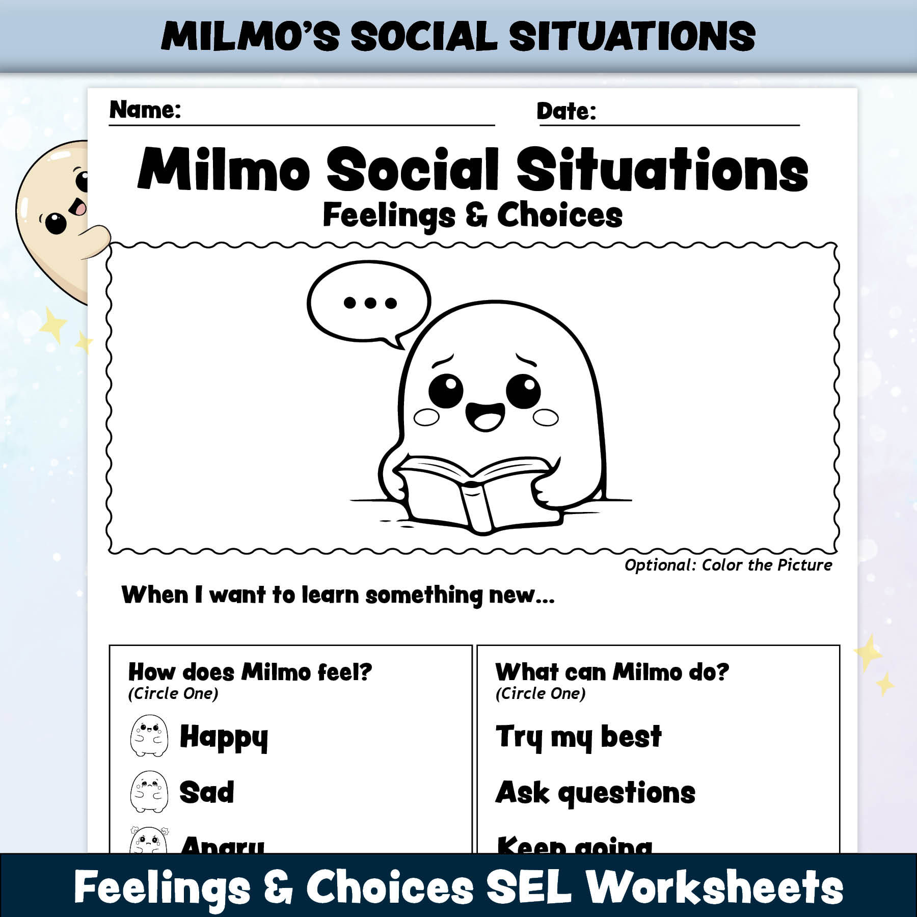 Social Situations SEL Worksheets Bundle | Feelings & Choices | K–2 Activities