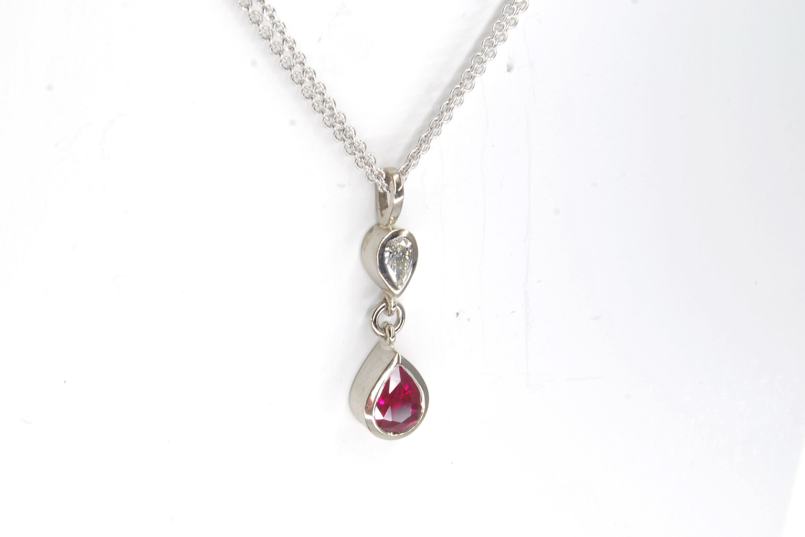 Diamond & Ruby Drop Pendant