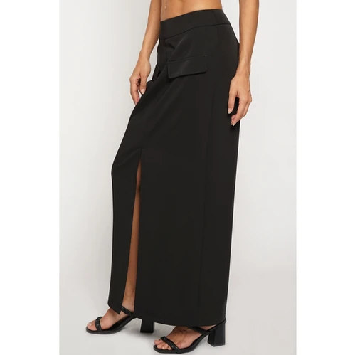 Midnight Elegance Flap Pocket Maxi Skirt | The Dragonfly Lex