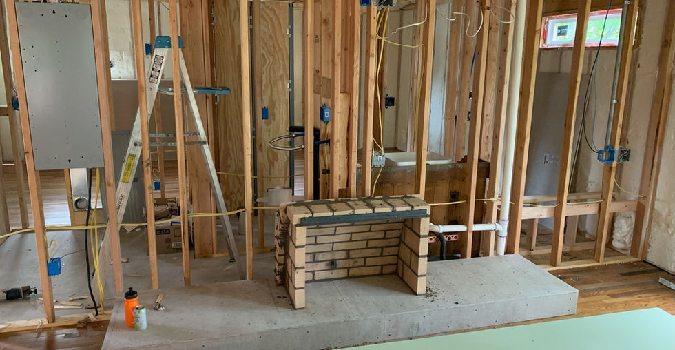 Firebrick masonry for the ventless gas fireplace.