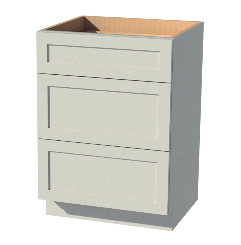 Shaker Light Grey 24"W x 34.5"H x 21"D Vanity Drawer Base Cabinet