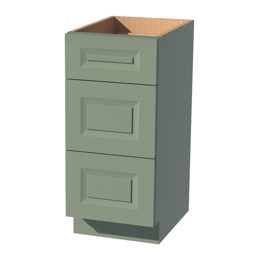 Olive Green  15"W x 34.5"H x 21"D Vanity Drawer Base Cabinet