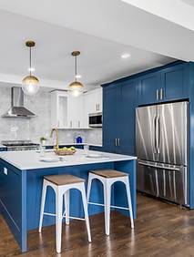 Navy Blue and White Kitchen Cabinets
